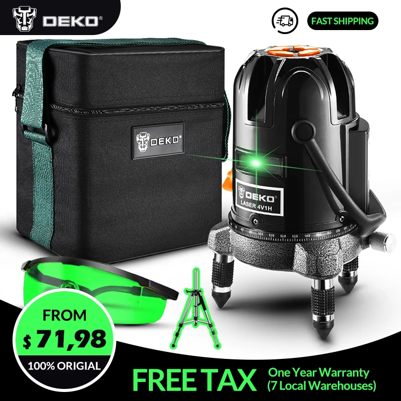 Лазерный уровень DEKO LL57G7-T, высокоточный светильник Nivel a Laser, 360 Graus, 3D, для улицы, levelAnd, тканевый бокс 5 линий, 6 точек