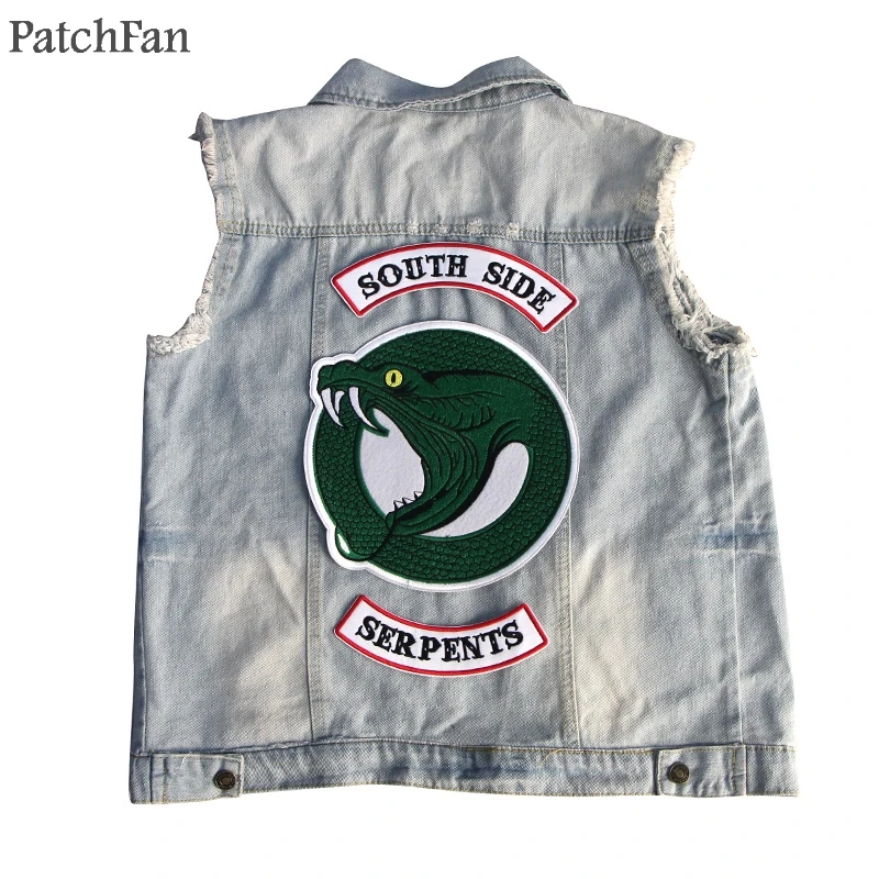 Patchfan TV-SHOW ривердейл зеленая змея Southside Serpents нашивки железа на para рубашка сумка Одежда Куртка вышитый значок A1132