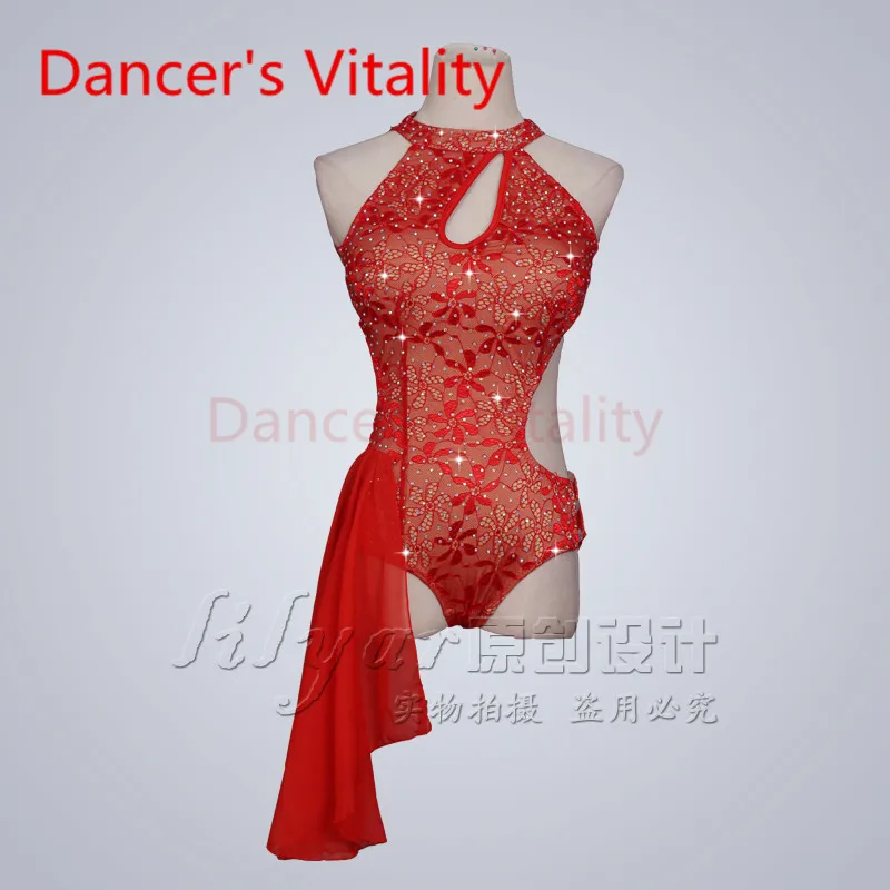 

2017 Latin Dance Dress Women Diamond Harness Back Opening Salsa Tango Rumba Flamengo Ballroom Latin Dance Competition Costumes