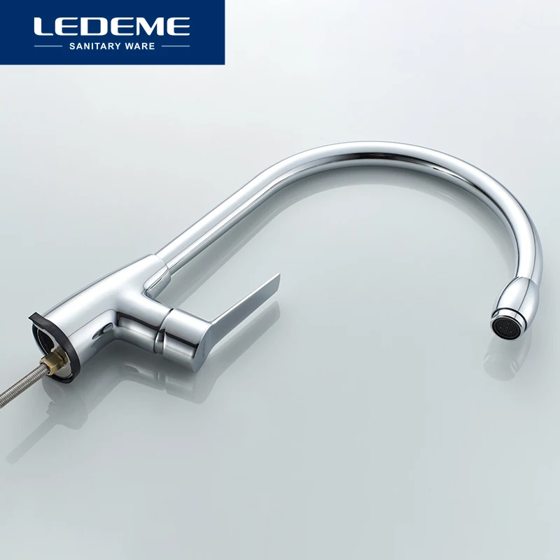 LEDEME кухонный смеситель хромированный полированный для раковины с одной ручкой