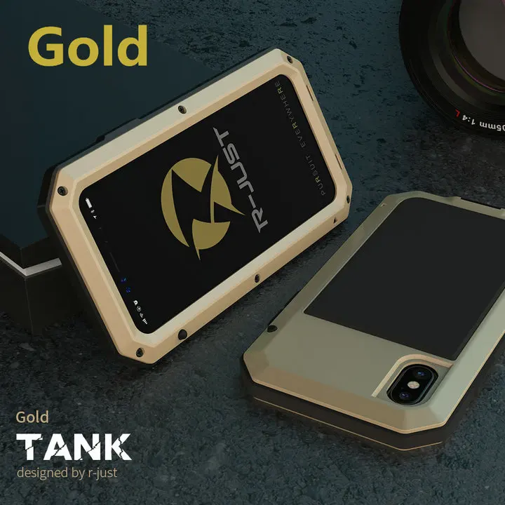 Gold Phone Case Сверхпрочная защита Doom бронированный металлический алюминиевый чехол для телефона для iPhone 11 Pro Max XR XS MAX 6 6S 7 8 Plus X 5S 5 противоударный чехол - Цвет: Gold Phone Case