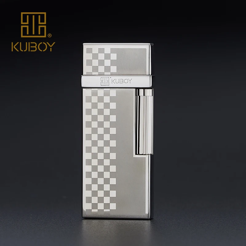 Высококачественная брендовая газовая зажигалка KUBOY белая матовая никелевая