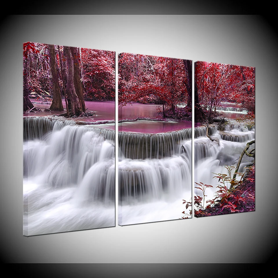 

Canvas Painting Relaxing Waterfall Natural scenery 3 Pieces Wall Art Painting Modular Wallpapers Poster Print Home Decor