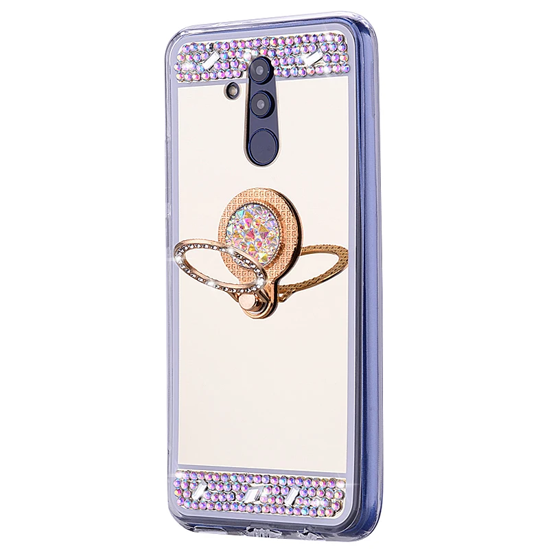 Зеркальный чехол со стразами и блестками для Huawei P20 Lite P30 Pro Mate 30 20 view Honor 9X 10i