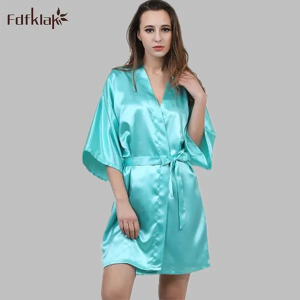 Женский Атласный халат с V-образным вырезом Длинный летний из искусственного