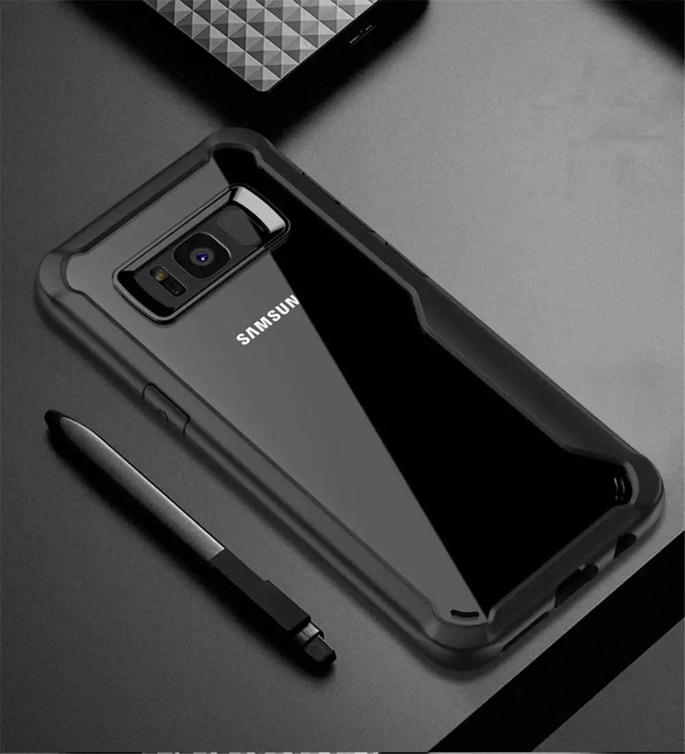 Black Силиконовый противоударный чехол для samsung Galaxy S10 Lite S8 S9 Plus S7 Edge прозрачная задняя крышка для samsung Note 8 9 чехол Funda - Цвет: Black