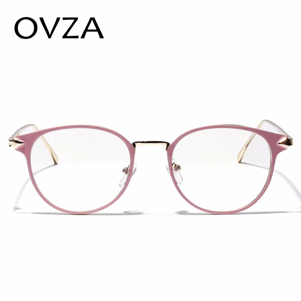 OVZA, очки со стрелками, оправа, прямоугольные женские очки, мужские Оптические Оправы, металлические золотистые очки, прозрачные линзы, S1059