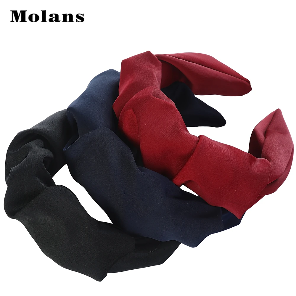 Женские Сатиновые ободки с рюшами MOLANS разноцветные для волос широкий ободок