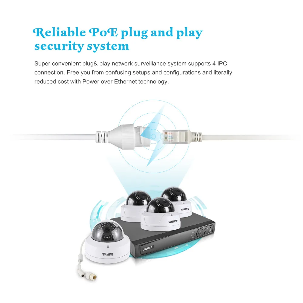 ANNKE 1080 P PoE камера безопасности Система 4CH 6MP безопасность NVR с 4 шт. CCTV купол