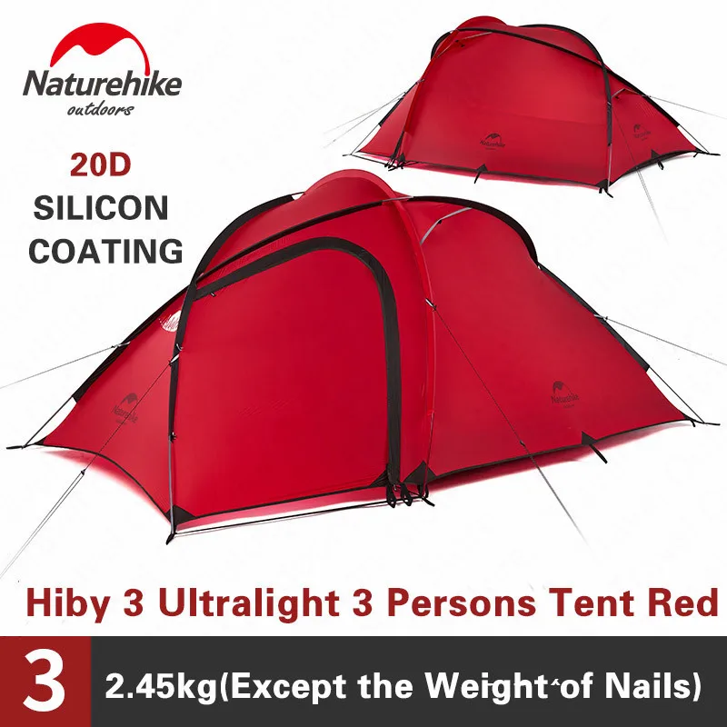 Палатка Naturehike Hiby3 туристическая Всесезонная Ультралегкая на 2-3 человек 20D