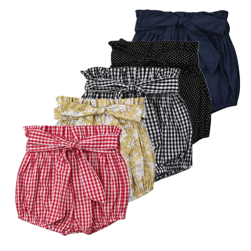 Новые летние шорты для маленьких девочек милые клетчатые шаровары в горошек