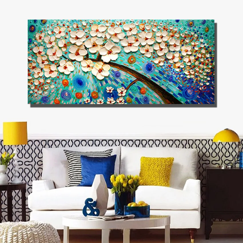 

2018 Top Fashion 100%Handmade Abstract flowers Oil Painting on Canvas Pictures wall image picture room Home Decor frameless