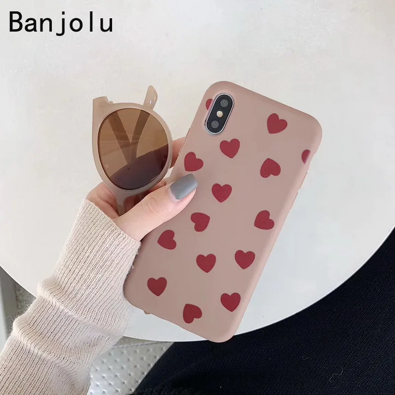 Banjolu новые модные милые маленькие чехлы для телефонов с сердечками iPhone X XR XS MAX 8 7 6