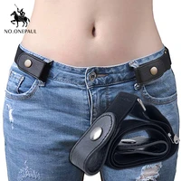no onepaul jeans womens punk style buckle free belt dress ladies slim sports trend comfortable elastic new no buckle belt