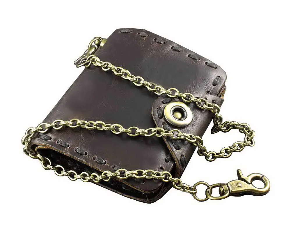 Винтажный Мужской кошелек из натуральной коровьей кожи с двойной складкой и