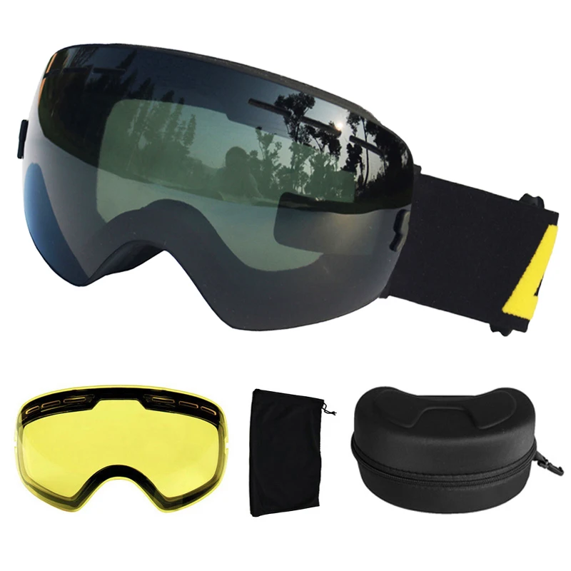 LOCLE UV400 лыжные очки противотуманные лыжные очки двойные линзы снежные очки для катания на лыжах и сноуборде лыжные очки с Дополнительные линзы и коробка