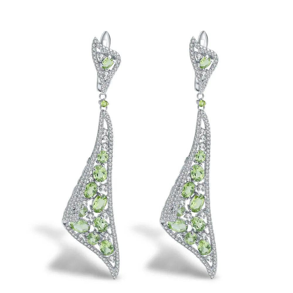 GEM'S BALLET 8.10Ct натуральный Перидот Драгоценный Камень Висячие серьги 925 пробы серебро Винтажные серьги в готическом стиле хорошее ювелирное изделие для женщин