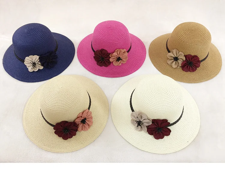 Женская Солнцезащитная шапка двухцветная шляпа с широкими полями и цветком