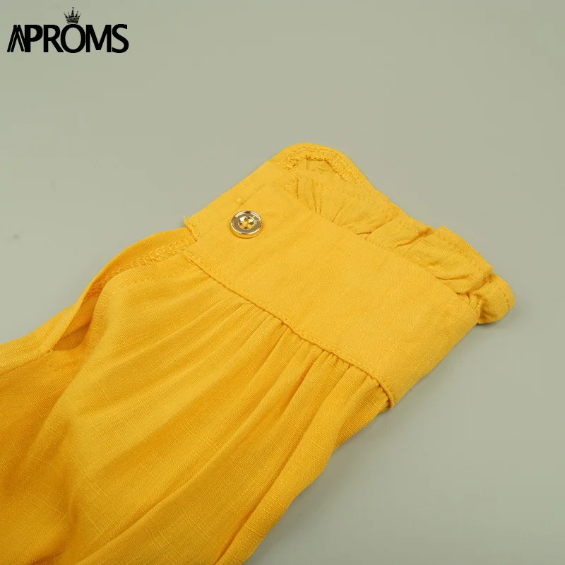 Aproms желтая блузка с глубоким v-образным вырезом и галстуком-бабочкой, женская летняя сексуальная рубашка с открытой спиной и длинным рукавом, крутая уличная одежда для девочек, укороченный топ с высокой талией