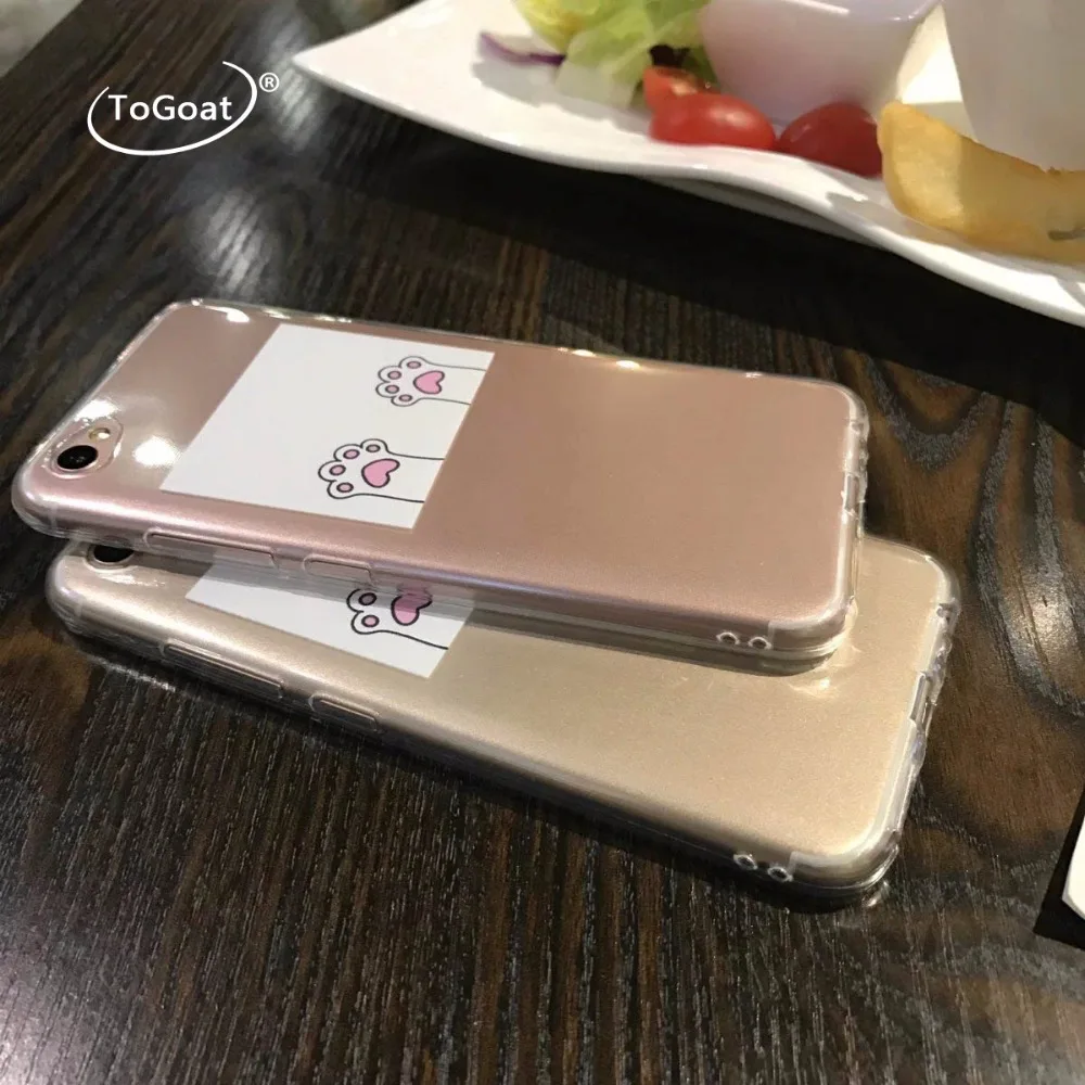 ToGoat Cute Kitty Paw Пушистые Мягкие Плюшевые Case Capa для iPhone 7 плюс Плюс 6 6s Cat След
