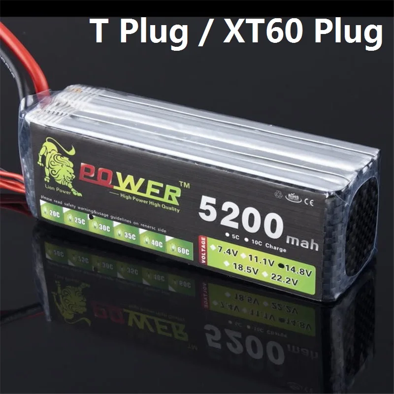 

LION POWER 14.8v 5200maH 35c T Plug/XT60 Plug for Helicopter Boat Quodcopter Remote Controul toys 14.8v Battery 4s lipo battery