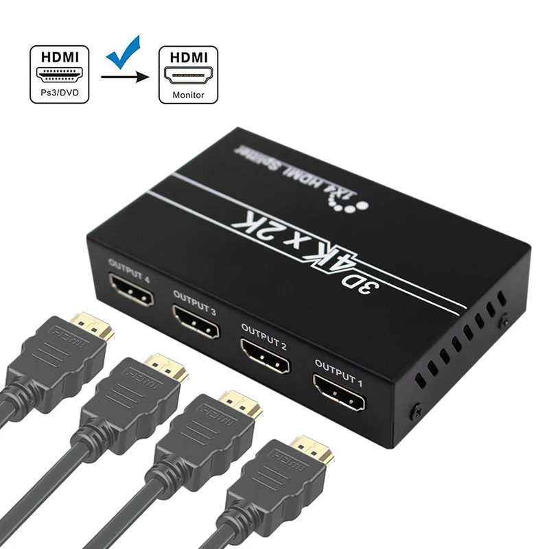 HDMI сплиттер 1X4 ретранслятор усилитель 1 4 версия 3D 4K60Hz в out конвертер адаптер для ТВ