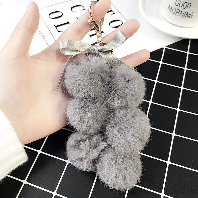 Woolly Ball Key Button Rex Rabbit Furry Hanging Lady Handbag Pendant | Багаж и сумки