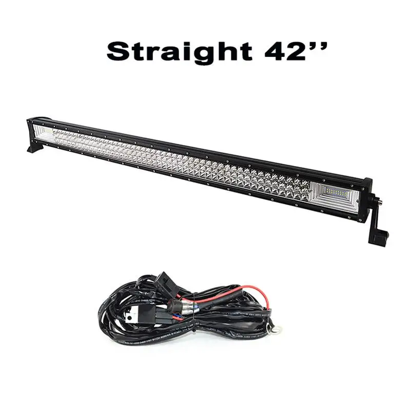 42inch 540w wire kit 22 32 42 52 дюймов 7D светодиодный светильник для внедорожников 4x4 комбинированный луч светодиодный рабочий светильник 12 в 24 В Трактор Лодка внедорожник ATV 4WD светодиодный бар - Цвет: 42inch 540w wire kit