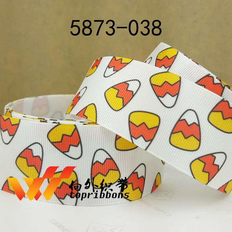 Бесплатная доставка 50 ярдов корсажная лента с принтом на Хэллоуин 5879 | Дом и сад