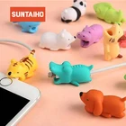 Suntaiho животное телефон кабель укуса USB кабель протекторы Winder Organizer chompers Кролик Собака Кот, животное, кукла милашка модель забавная