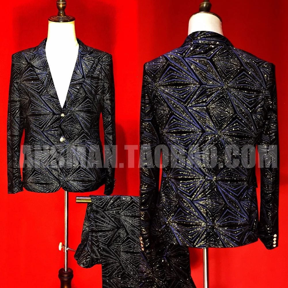 M-XXL 2019 New male singer DJ Nightclub GD hair stylist colorful flash diamond glitter suit stage costumes formal dress | Мужская одежда