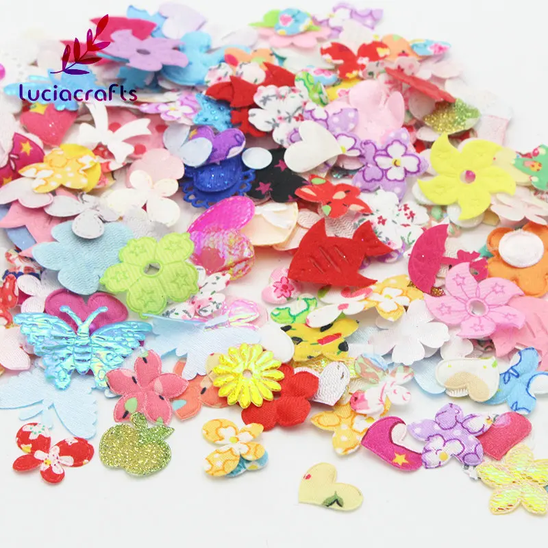 Lucia crafts ткани Цветочный Микс "сделай сам" для одежды украшение для альбома около 4~ 11 г/лот(приблиз 100~ 220 шт./пакет) B1102