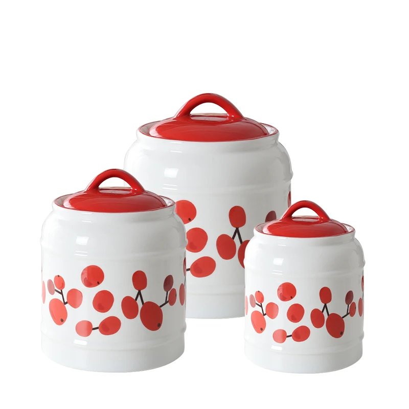 as the picture shows 3Pcs Direct sales Nordic home kitchen storage ceramic sealed cans storage tank milk powder tea coffee sugar honey pot kimchi jar - Цвет: as the picture shows