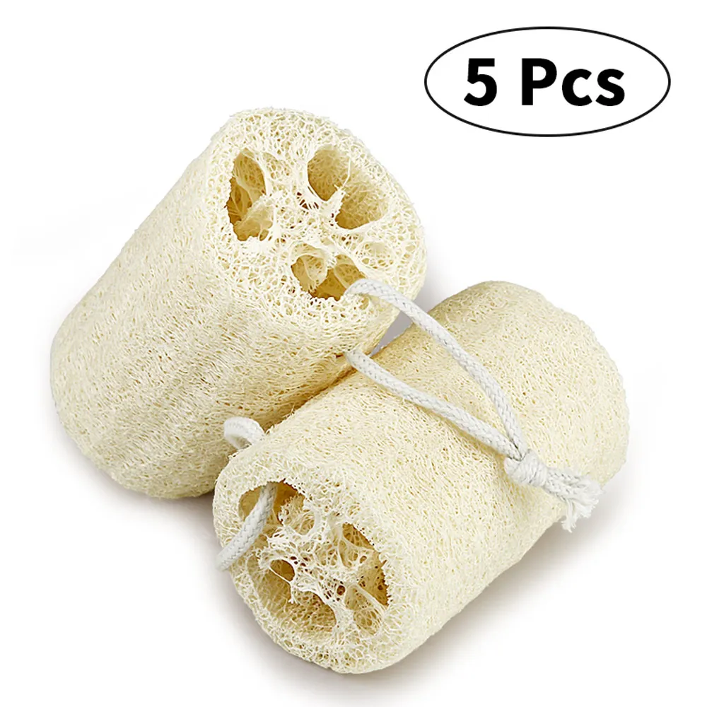 5 шт./компл. ванна для тела для душа Губка скруббер натуральный Luffa Loofa для купания Массажная губка для тела скруббер кухня чистая блюдо тряпка - Цвет: Бежевый