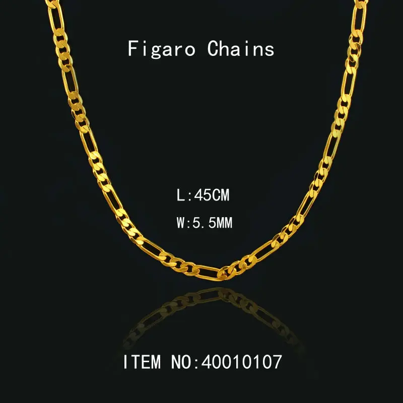Новинка 2017 четыре размера золотые ожерелья золотого цвета цепочка Фигаро для