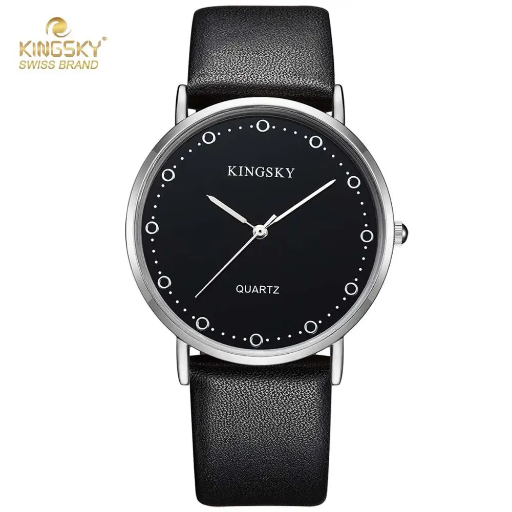 Kingsky женские часы Топ бренд класса люкс кожаный ремешок аналоговые кварцевые наручные часы повседневные женские часы Лучший подарок relogio feminino - Цвет: 8062silverblack