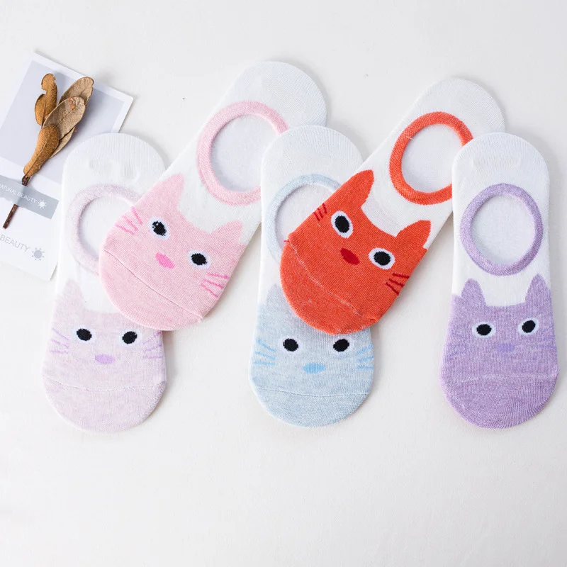 5 пары/упр. Носки лодочки невидимые летние короткие носки женские силиконовые