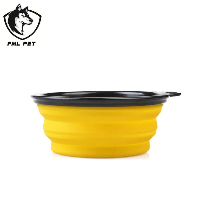 Портативная Складная миска для домашних животных одноцветная из силикагеля