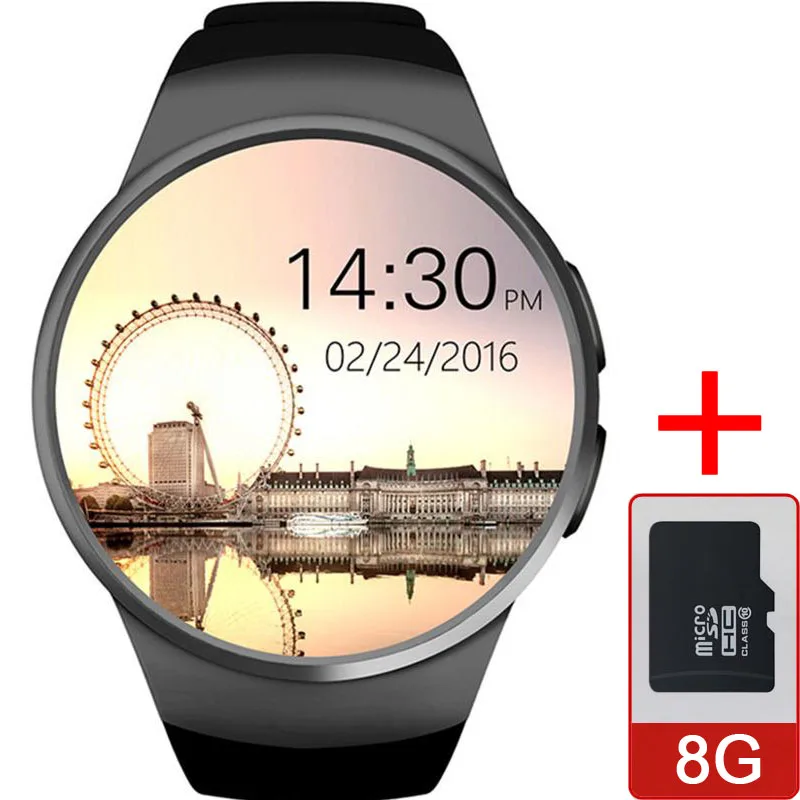 Black add 8G KW18 Смарт часы подключенные наручные часы для samsung Xiaomi Android Поддержка сердечного ритма монитор вызова Messager Smartwatch телефон - Цвет: Black add 8G