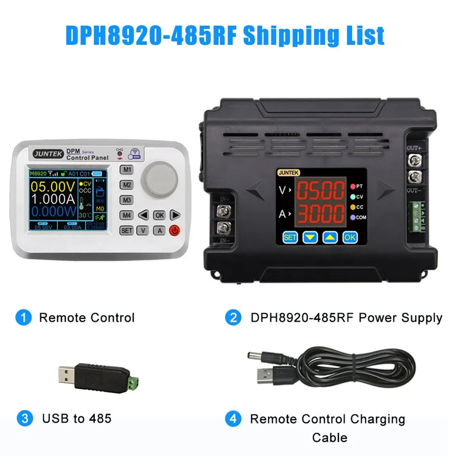 DPH8920-485RF JUNTEK DPH8920 Дистанционное цифровое управление постоянное напряжение ток DC-DC понижающий Коммуникационный источник питания понижающее напряжение 96 в 20А - Цвет: DPH8920-485RF