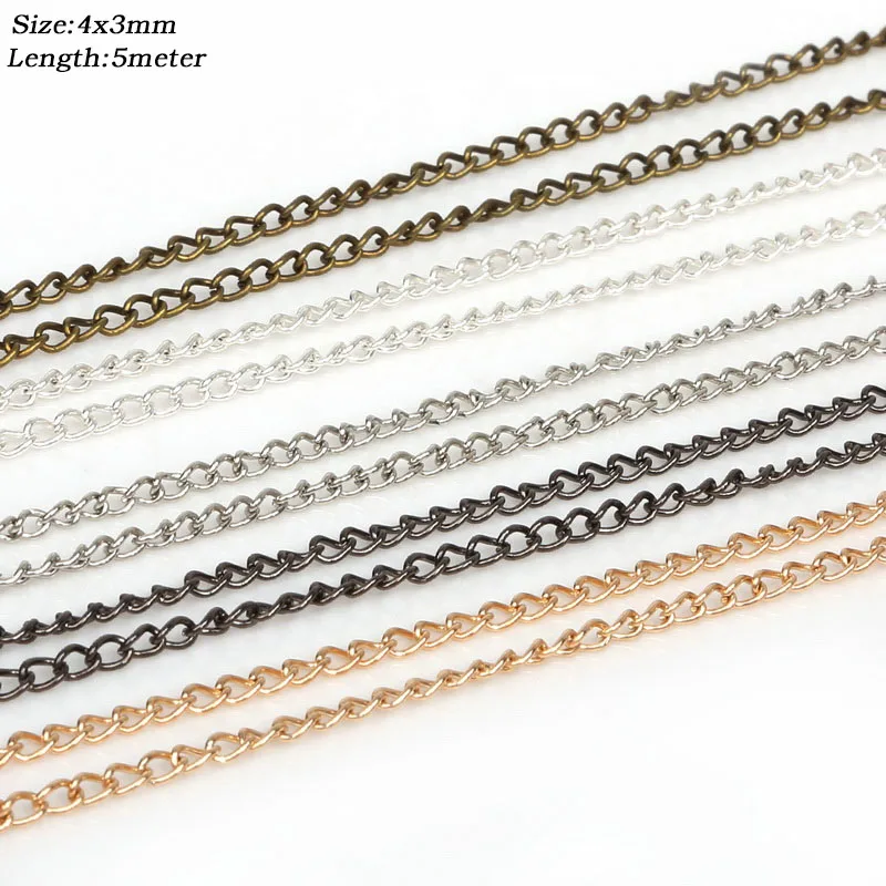 New Arrival 4x3mm 5 meter Iron Metal Chains Findings Necklace For Bracelet Jewelry Making Materials DIY | Украшения и аксессуары