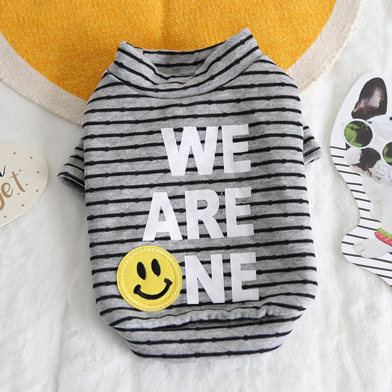 2019 настоящий 100% хлопок и новый дизайн Одежда для собак с смайликом полосатая