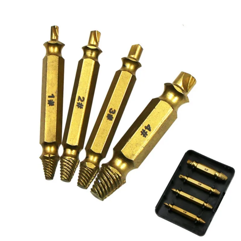 4Pcs/set Damage Screw Bolt Remover Double-head Broken Wire Extractor Car Tool S2 Titanium Plated | Автомобили и мотоциклы