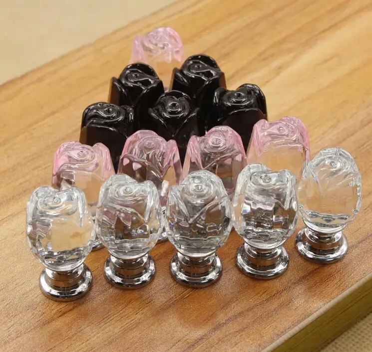 Новое поступление роза цветок Хрустальный шкаф стразы|dresser knobs|crystal cabinet pullscabinet pulls