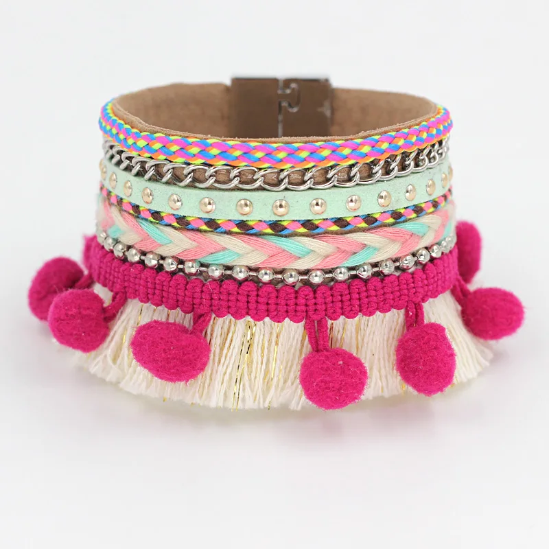 Женский широкий браслет VONNOR богемный ручной работы с магнитной застежкой