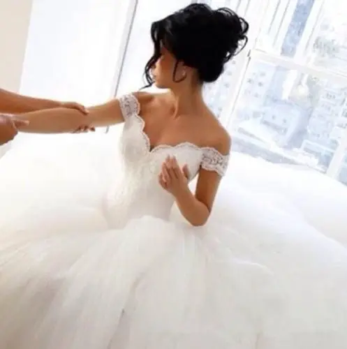 Luxury Lace cap Sleeve Ball Gown Wedding Dresses Bridal 2020 Princess Turkey | Свадьбы и торжества