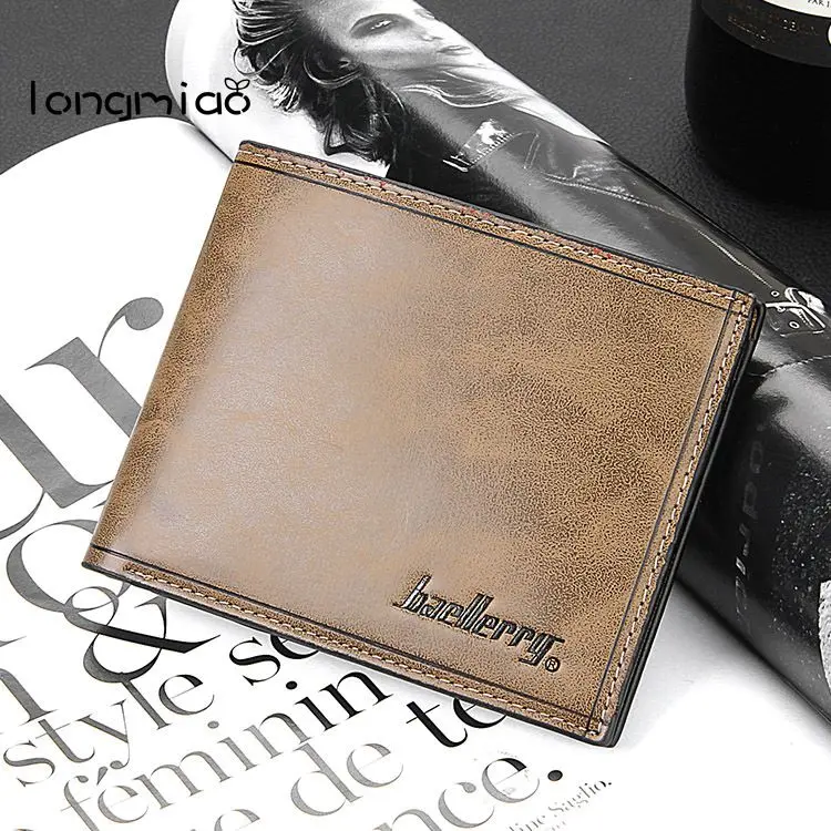 

longmiao 2017 Men Leather Brand Luxury Wallet Vintage Minimalist Short Slim Male Purses Money Clip Credit Card Dollar Price