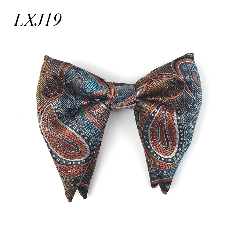 Bowtie LXJ19 Уникальный полиэстеровый Свадебный галстук-бабочка для жениха с узором пейсли, двухслойный большой галстук-бабочка для мужчин, вечерние - Цвет: Bowtie LXJ19