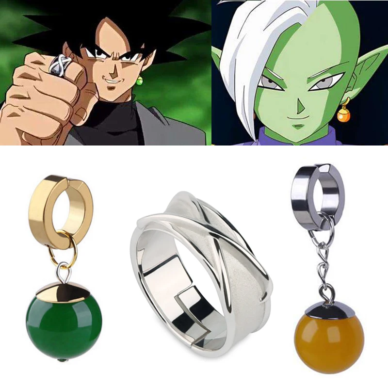 Аниме Жемчуг дракона супер Гоку черное кольцо время вегетто Zamasu серьги potara клипсы для ушей Косплей Реквизит Костюмы на Хэллоуин подарки