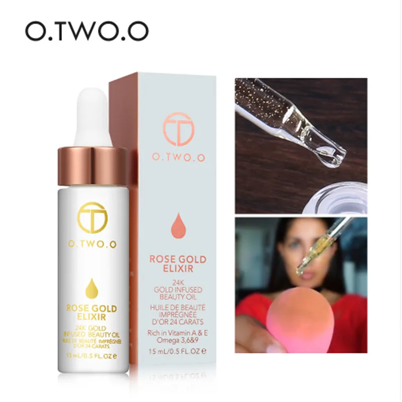 O.TWO.O 24 К розовое золото эликсир Кожа Макияж масло для лица Эфирное перед